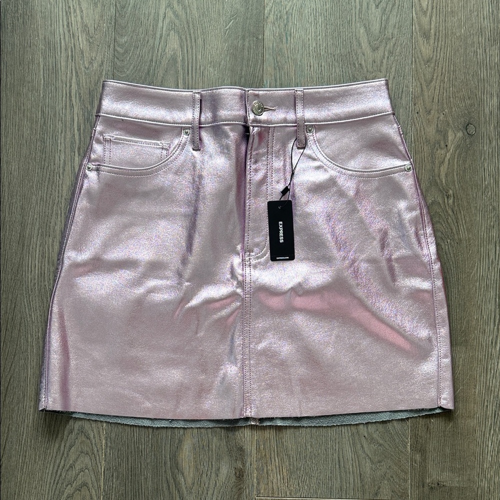 Express Metallic Pink Mini Skirt